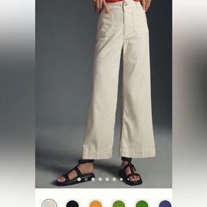 Anthropologie The Collette Cropped Wide Leg Linen Pants-White